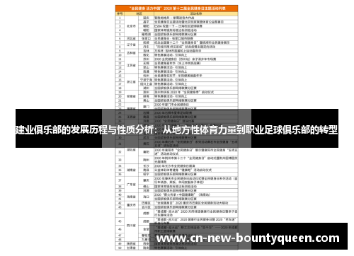 建业俱乐部的发展历程与性质分析：从地方性体育力量到职业足球俱乐部的转型